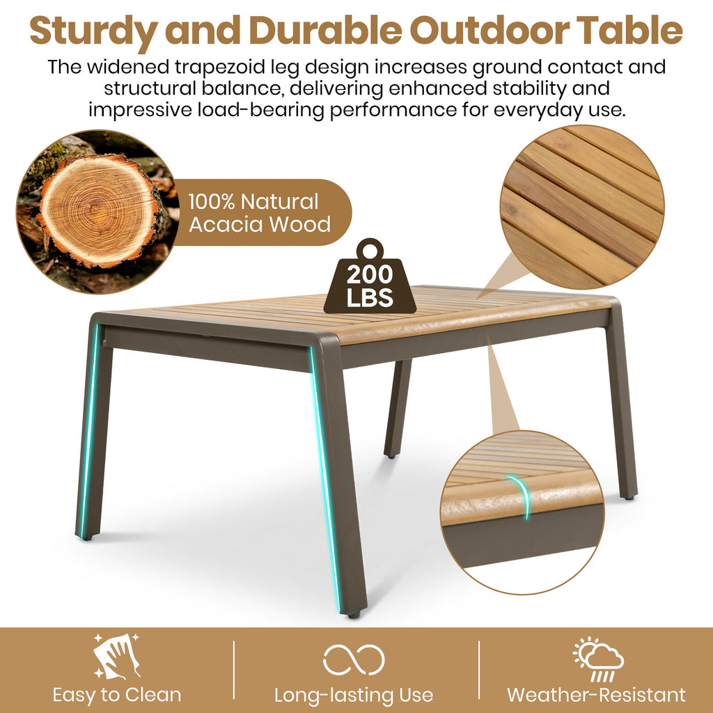 6-Piece Patio Furniture Set with Steel Frame Sofa & Acacia Wood Table