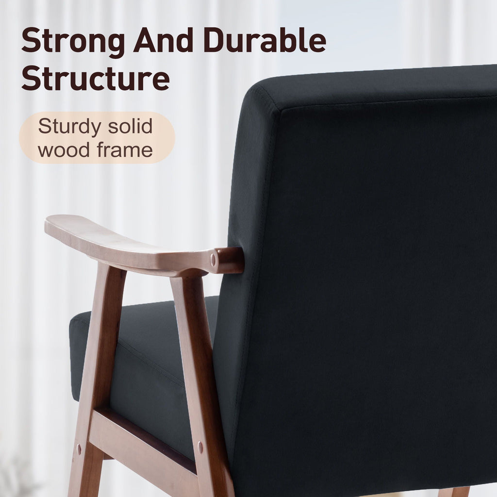 Mid Century Modern Accent Chair With Solid Wood Frame