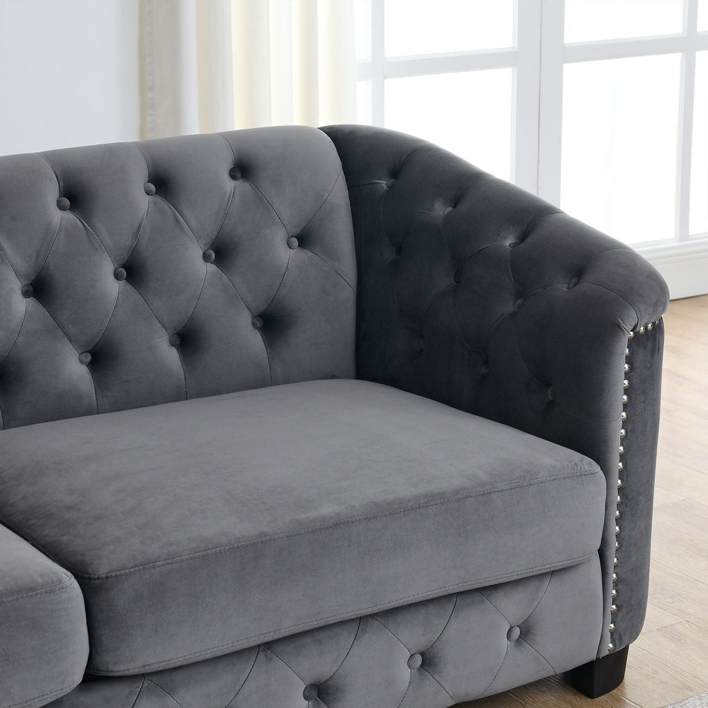 Modern Chesterfield Sofa With Tufted Backrest