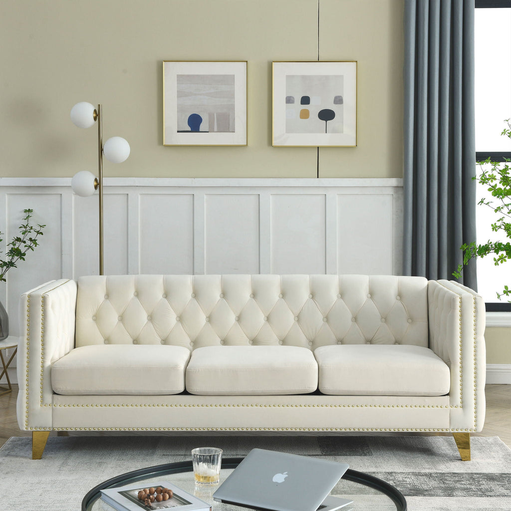 Upholstered Couch Sofa With Button Tufting