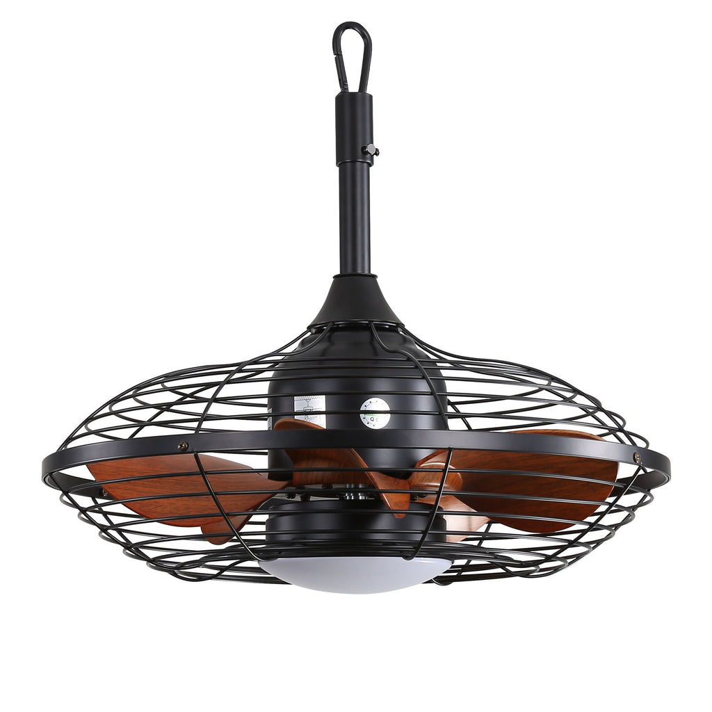 Outdoor Ceiling Fan With DC Motor And LED Light, Blades, Reversible For Patios - Black