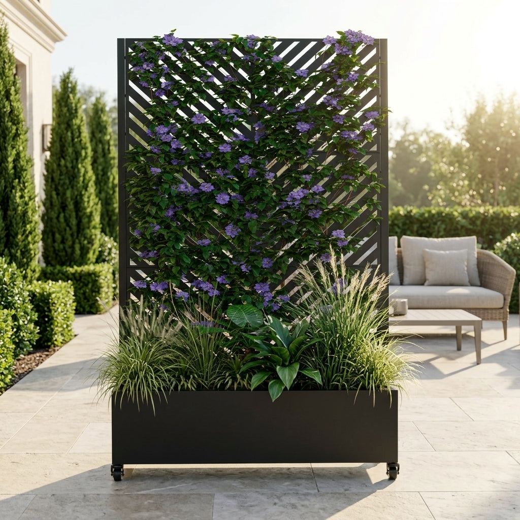 Metal Planter Box with Trellis