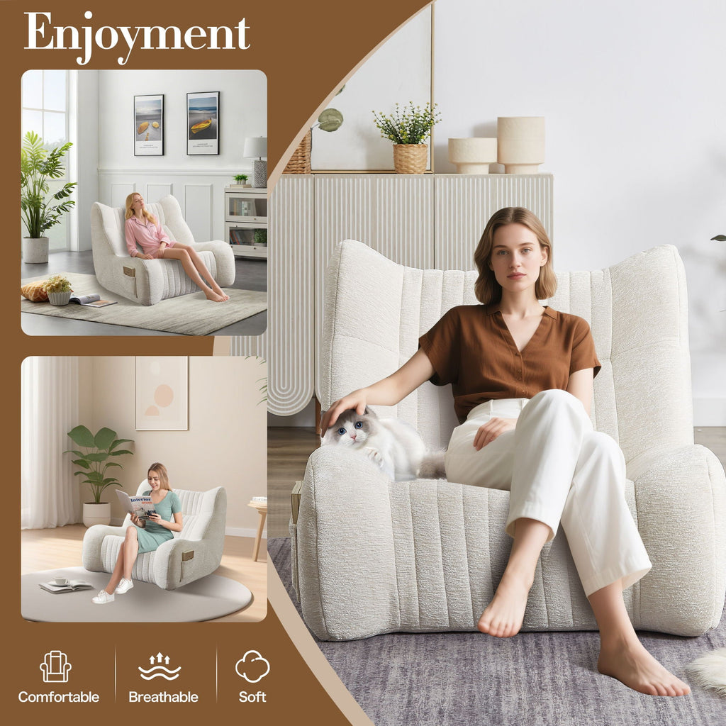 Bean Bag Chair For Adults, Memory Foam, Chenille Fabric