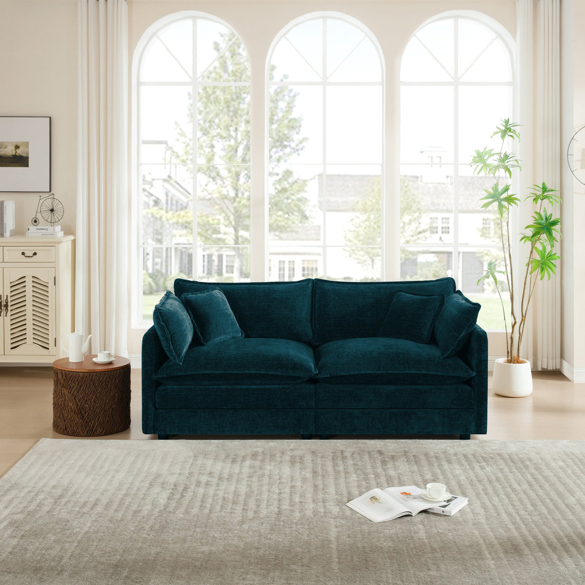 Modern Fabric Loveseat Sofa Couch