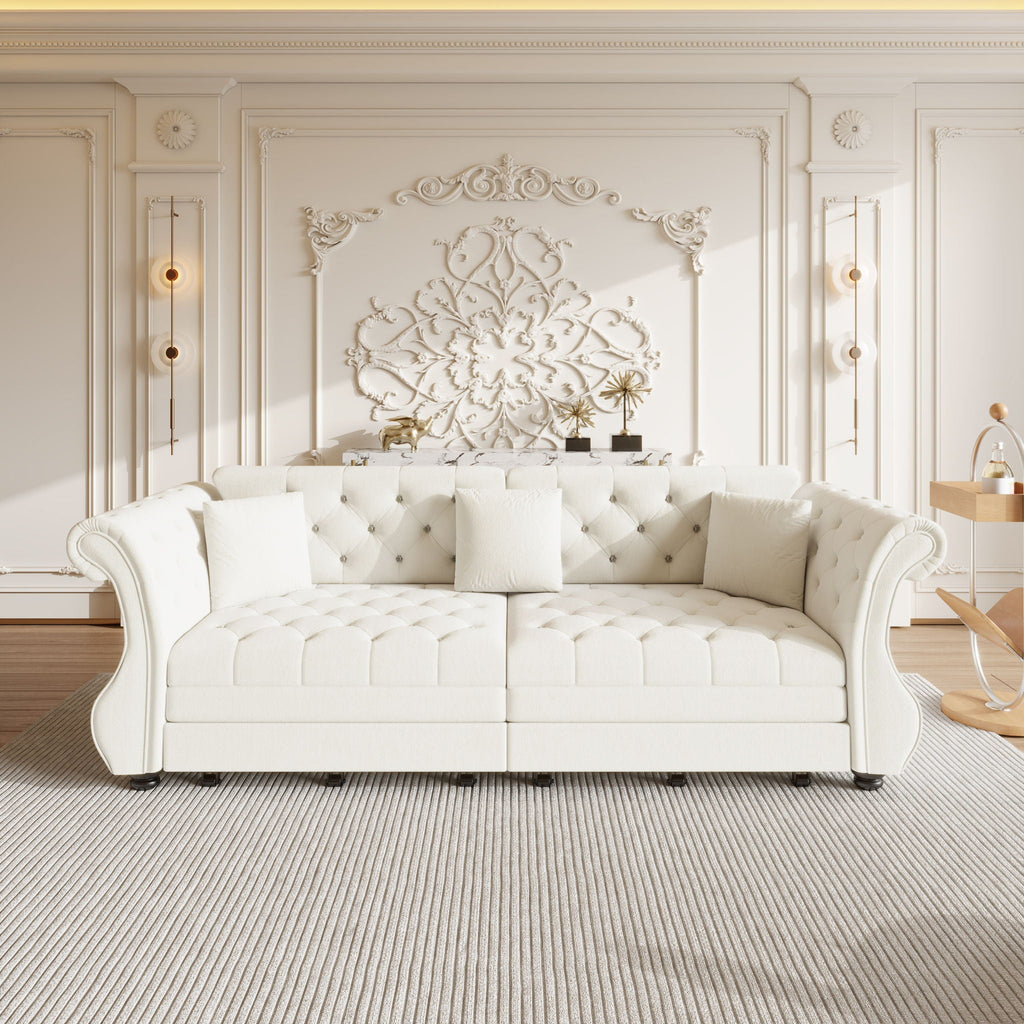 Oversized Chesterfield Pull Out Sofa Bed with Flower Tufting