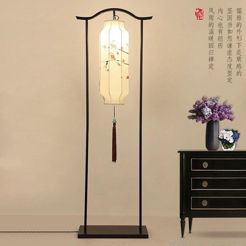 Chinese Classical Lantern Floor Lamps Fabric