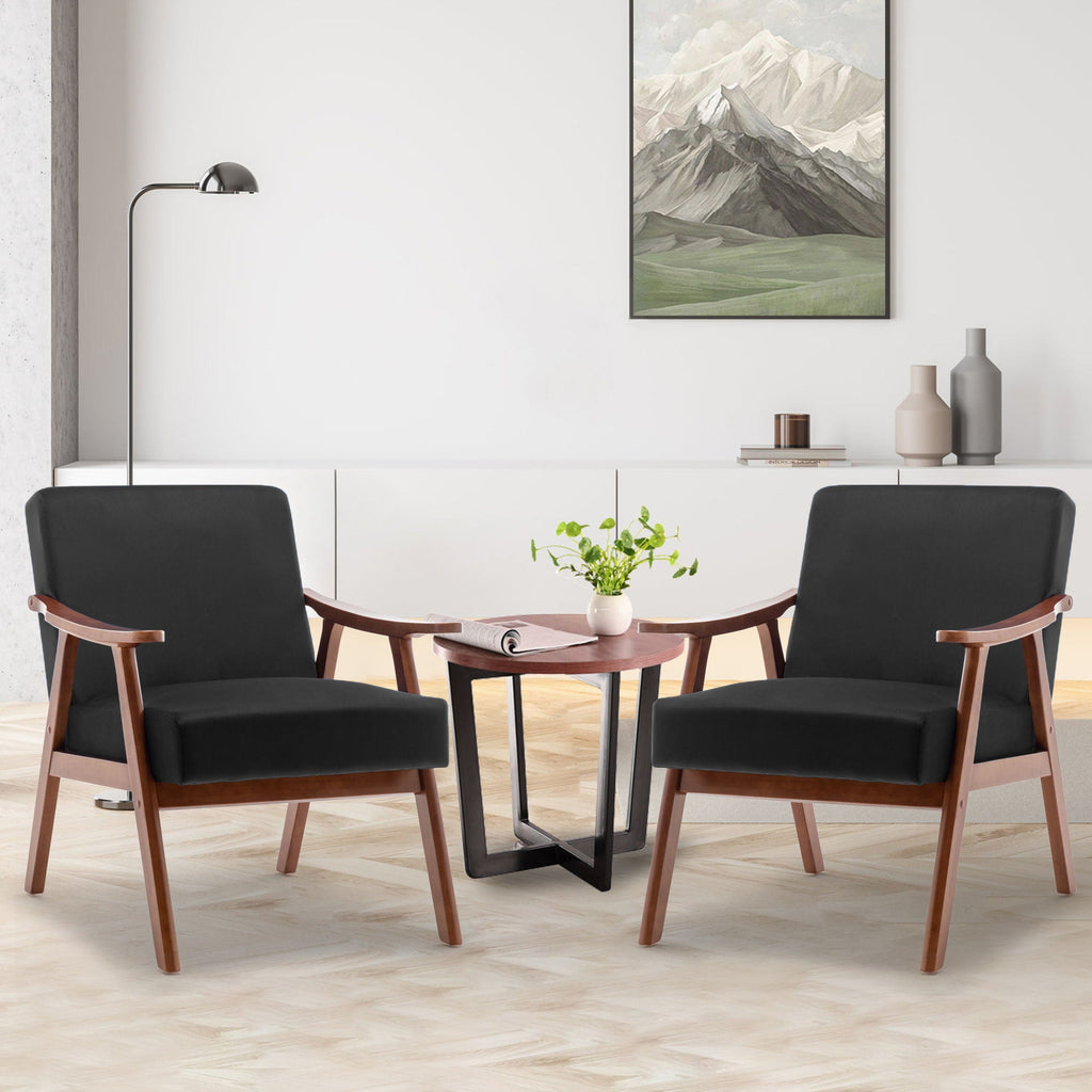 Mid Century Modern Accent Chair With Solid Wood Frame