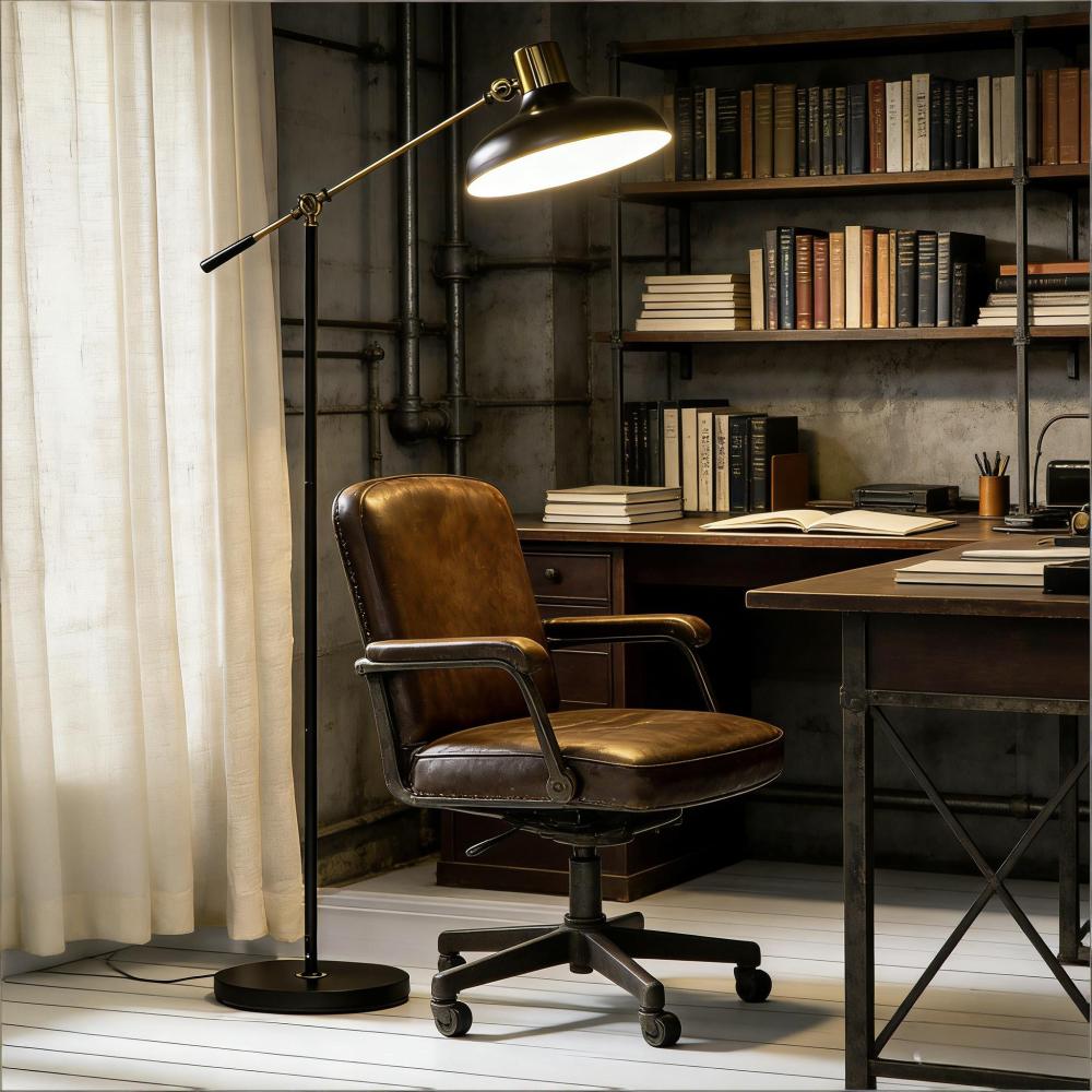 Industrial Floor Lamp | Adjustable Height & Rotating Head