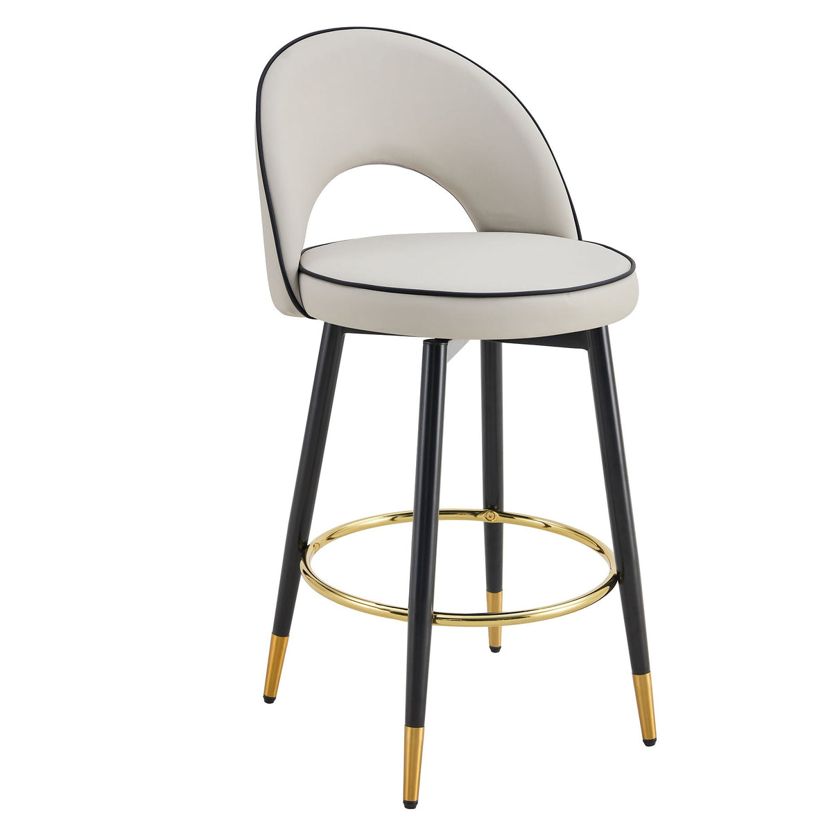 Modern Upholstered 360° Rotatable Bar Chair With Metal Legs (Set of 2)