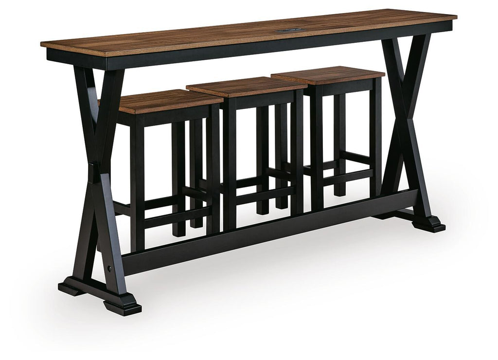 Rectangular Dining Room Counter Table Set (Set of 4) - Brown / Black