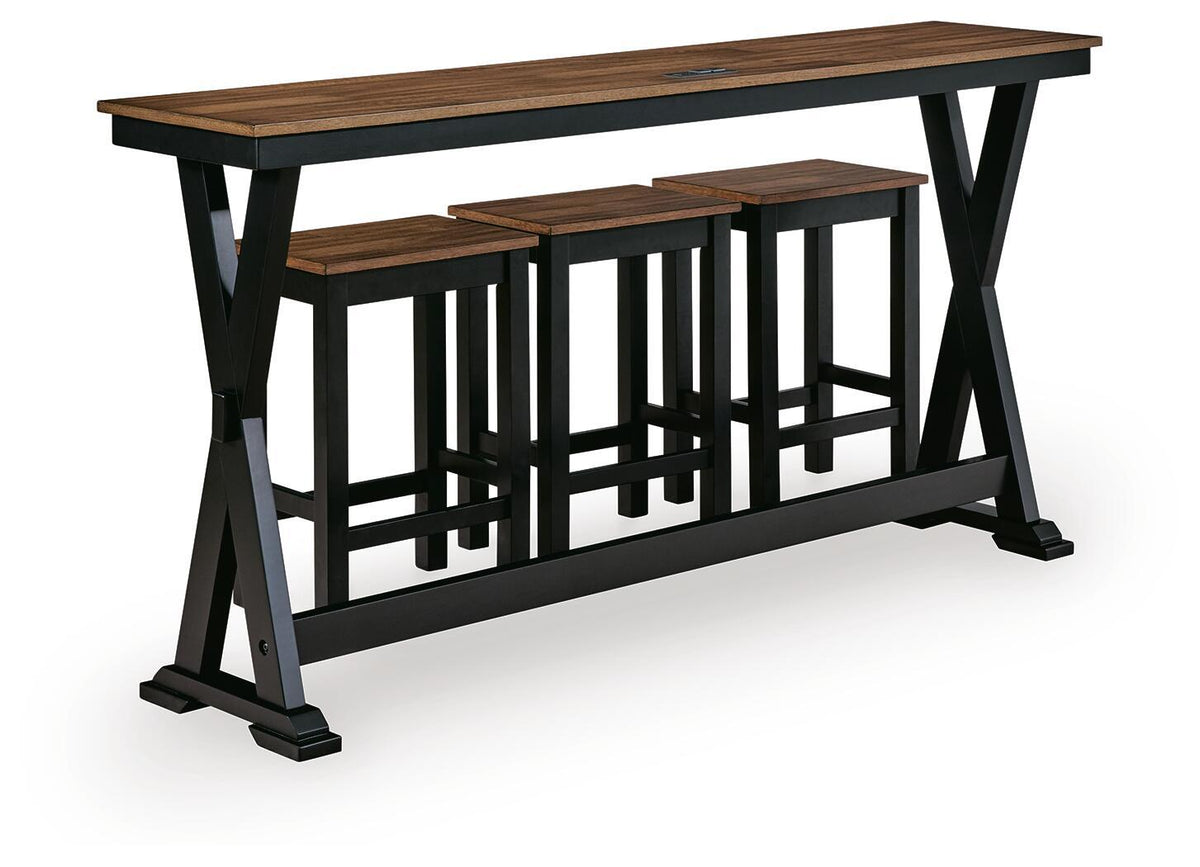 Rectangular Dining Room Counter Table Set (Set of 4) - Brown / Black