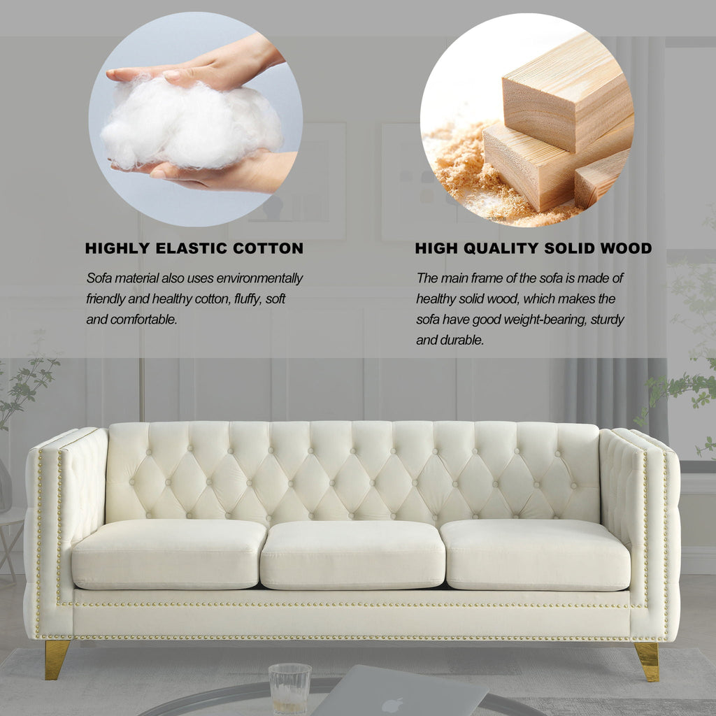 Upholstered Couch Sofa With Button Tufting