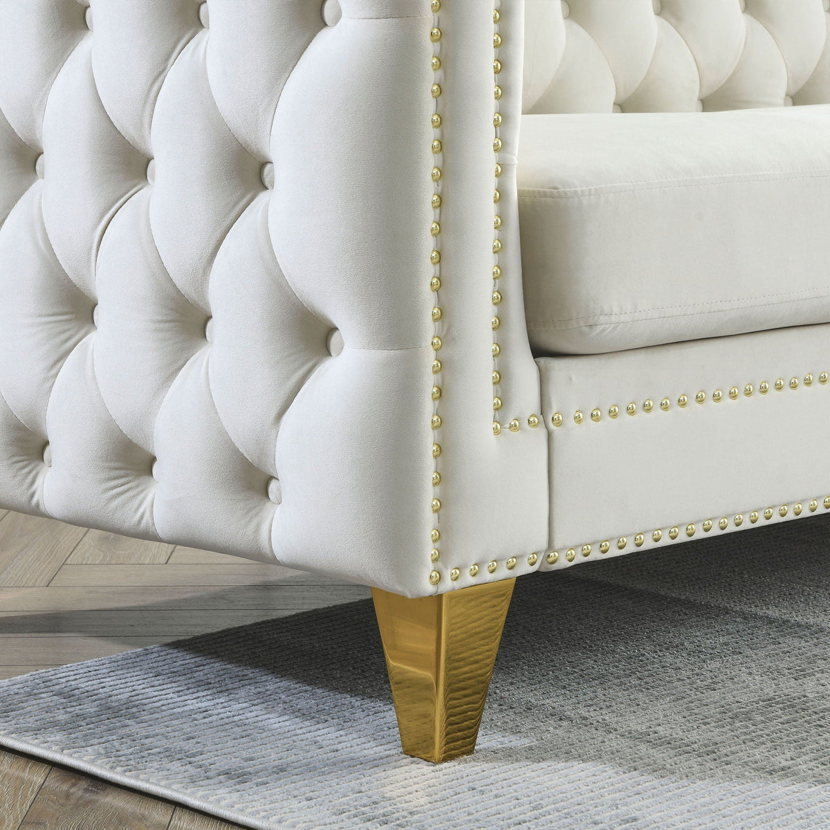 Upholstered Couch Sofa With Button Tufting