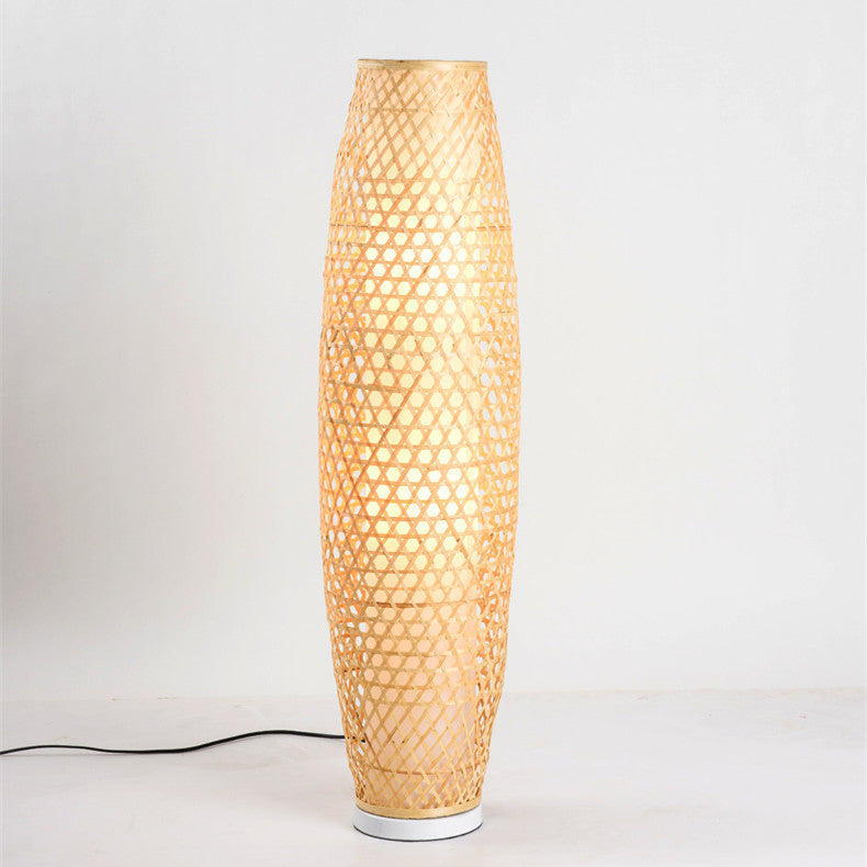 Handcrafted Bamboo Floor Lamp, Warm Yellow Light