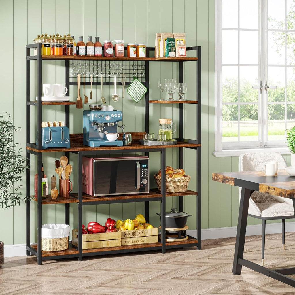 Baker's Rack With Hutch, 5 Tier Kitchen Storage Shelf