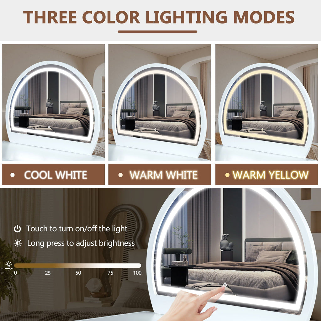 Makeup Vanity Table With Mirror Touch Screen Lighted Mirror
