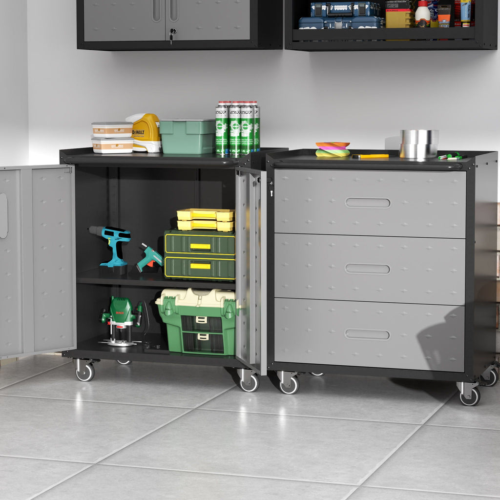 Heavy Duty Metal Storage Cabinet With Wheels 3 Drawer Tool Cabinet
