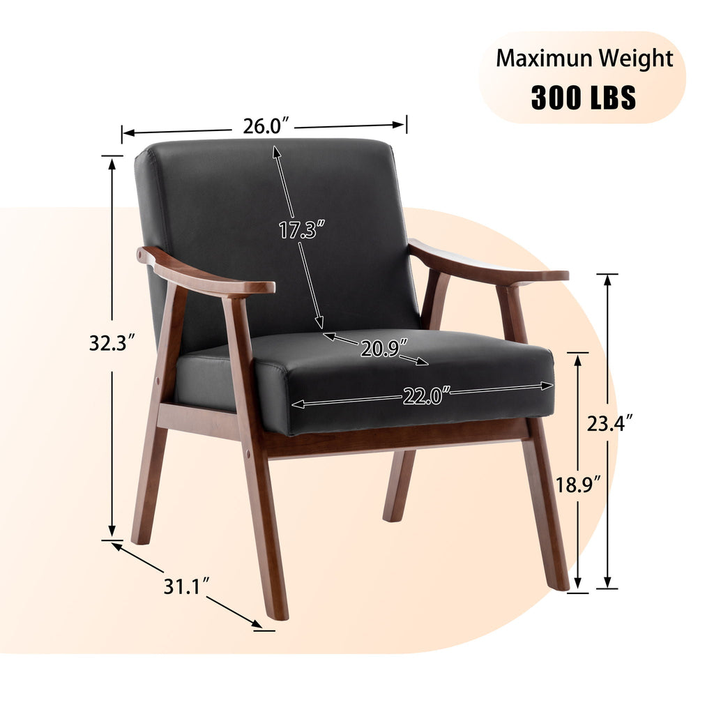 Mid Century Modern Accent Chair With Solid Wood Frame