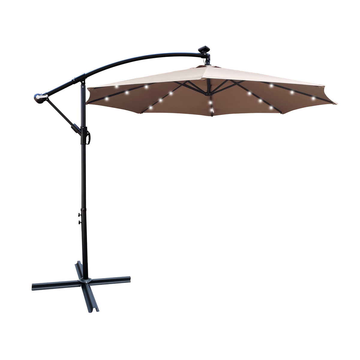 10 ft Outdoor Solar Powered LED Patio Umbrella with LED Lights - Mushroom