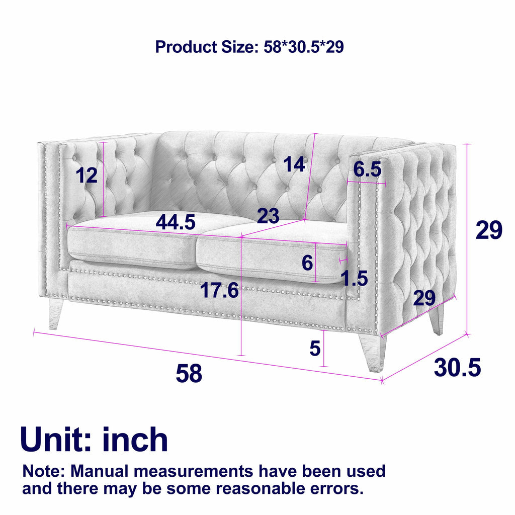 Upholstered Couch Sofa With Button Tufting