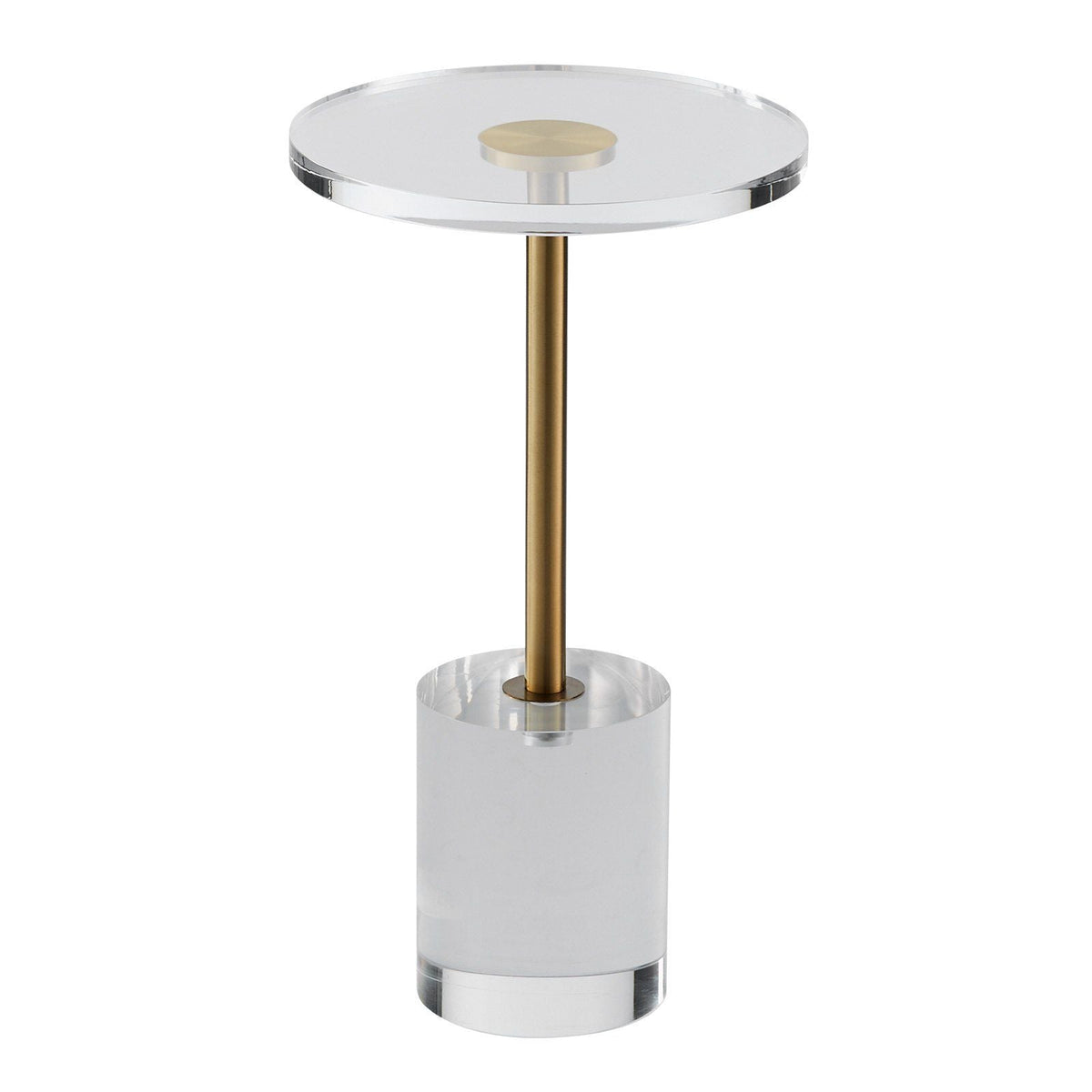 Clear Acrylic End Table with a Solid Base, 11.9 x 11.9 inch Round Tabletop