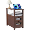 Farmhouse End Table with USB Ports and Outlets,