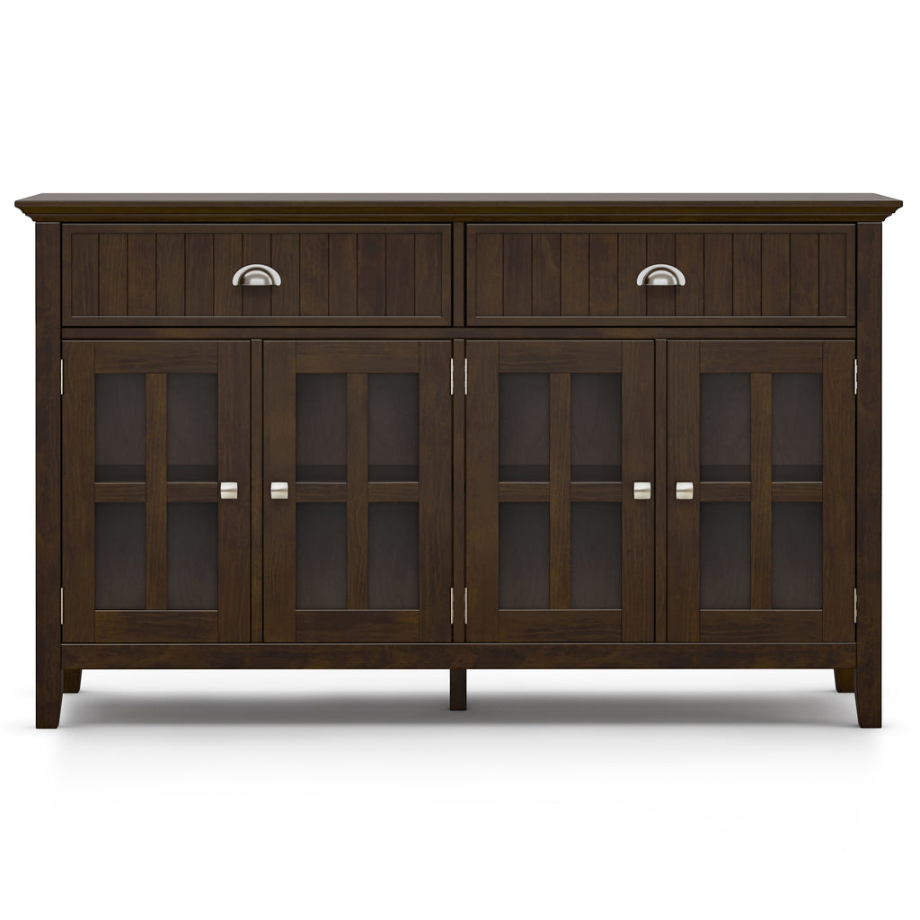 60 Inch Wide Solid Wood Large Sideboard Buffet in Brunette