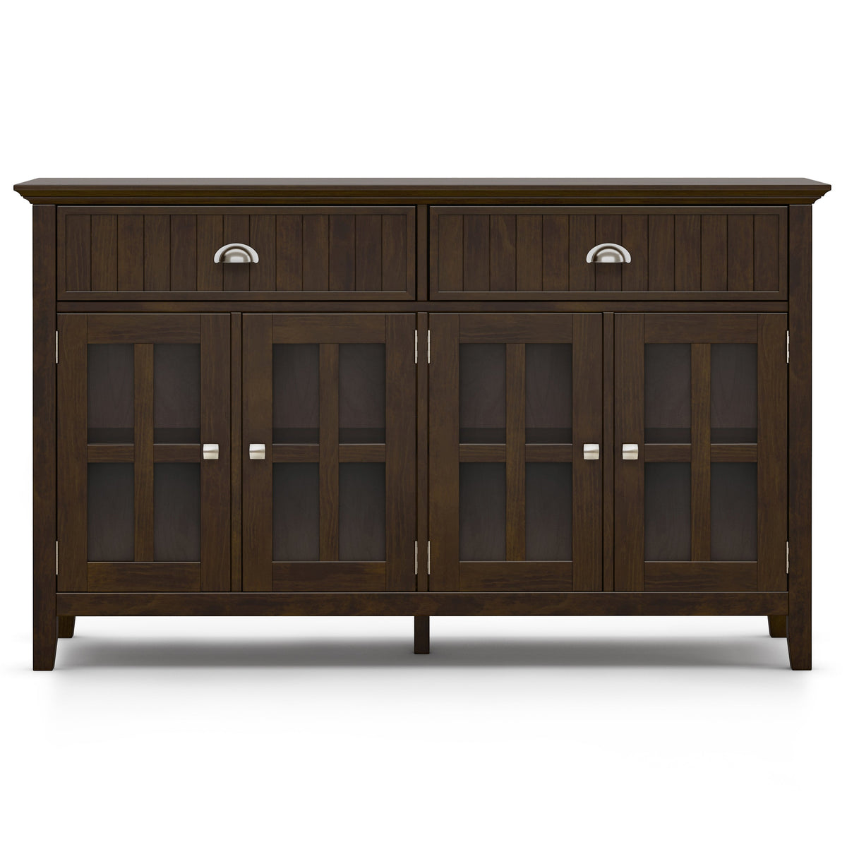 60 Inch Wide Solid Wood Large Sideboard Buffet in Brunette
