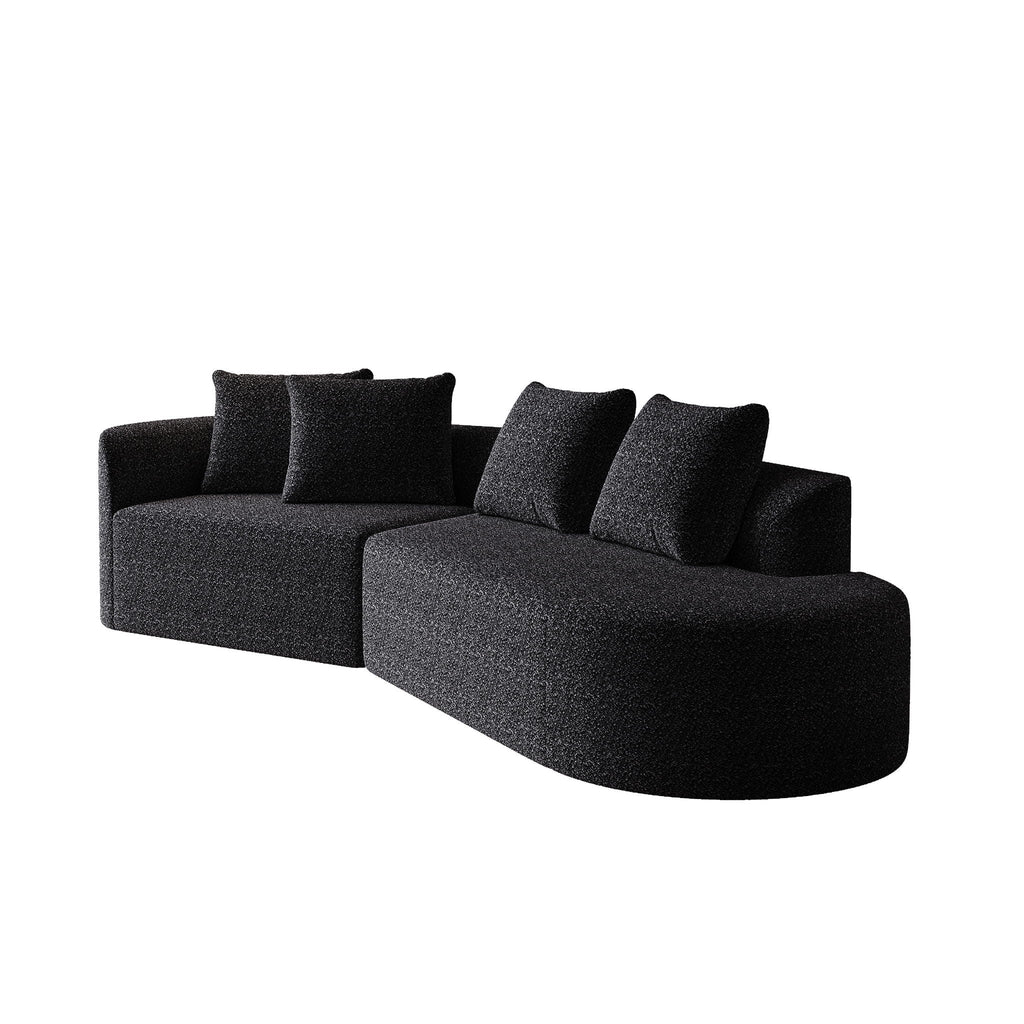Oversized Sectional Sofa, 4 Seater Extra Deep, Wide Curved Couch With 4 Throw Pillows