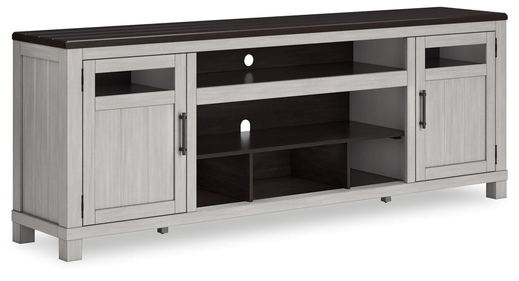 XL TV Stand W/Fireplace Option - Gray / Brown
