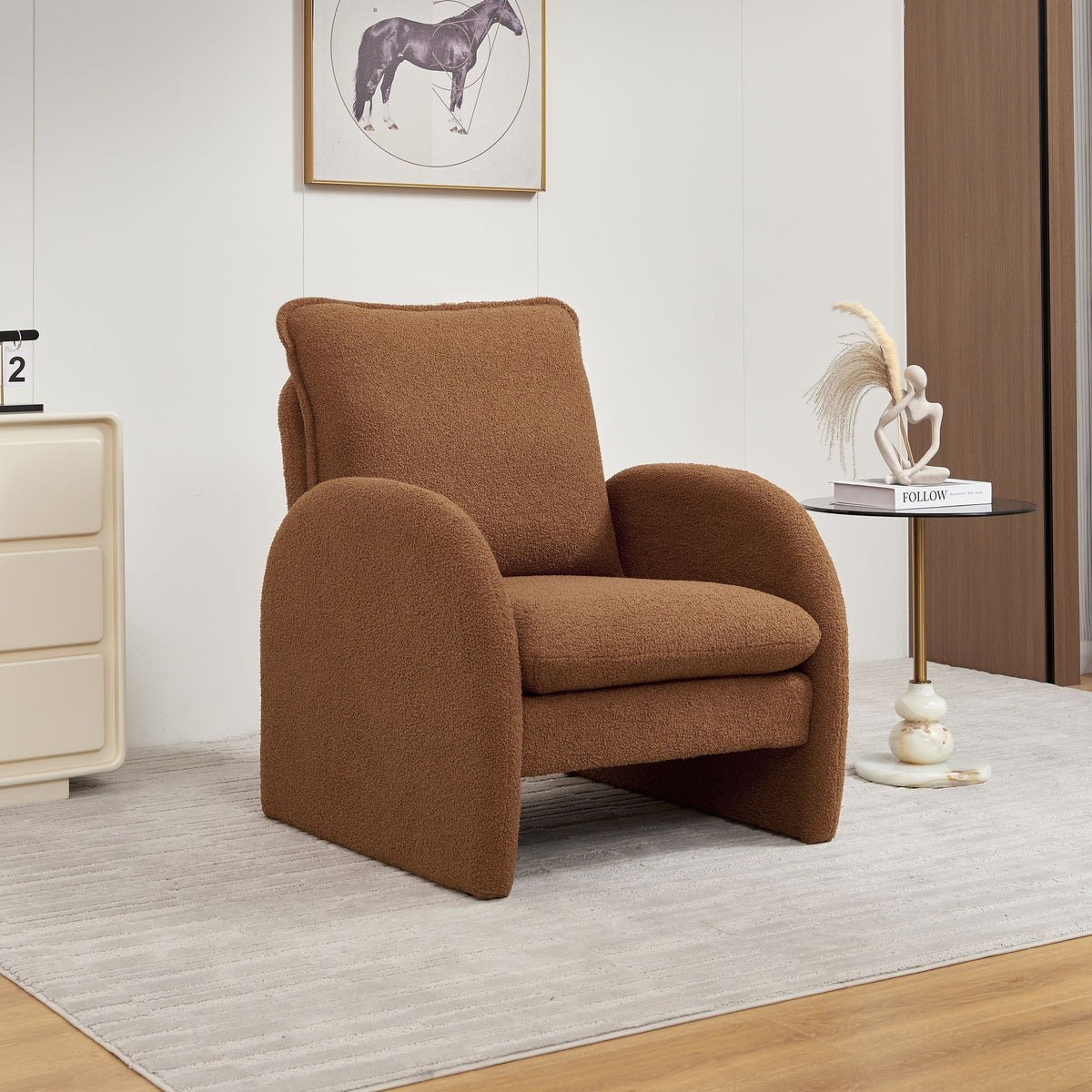Modern Sherpa Upholstered Accent Chair