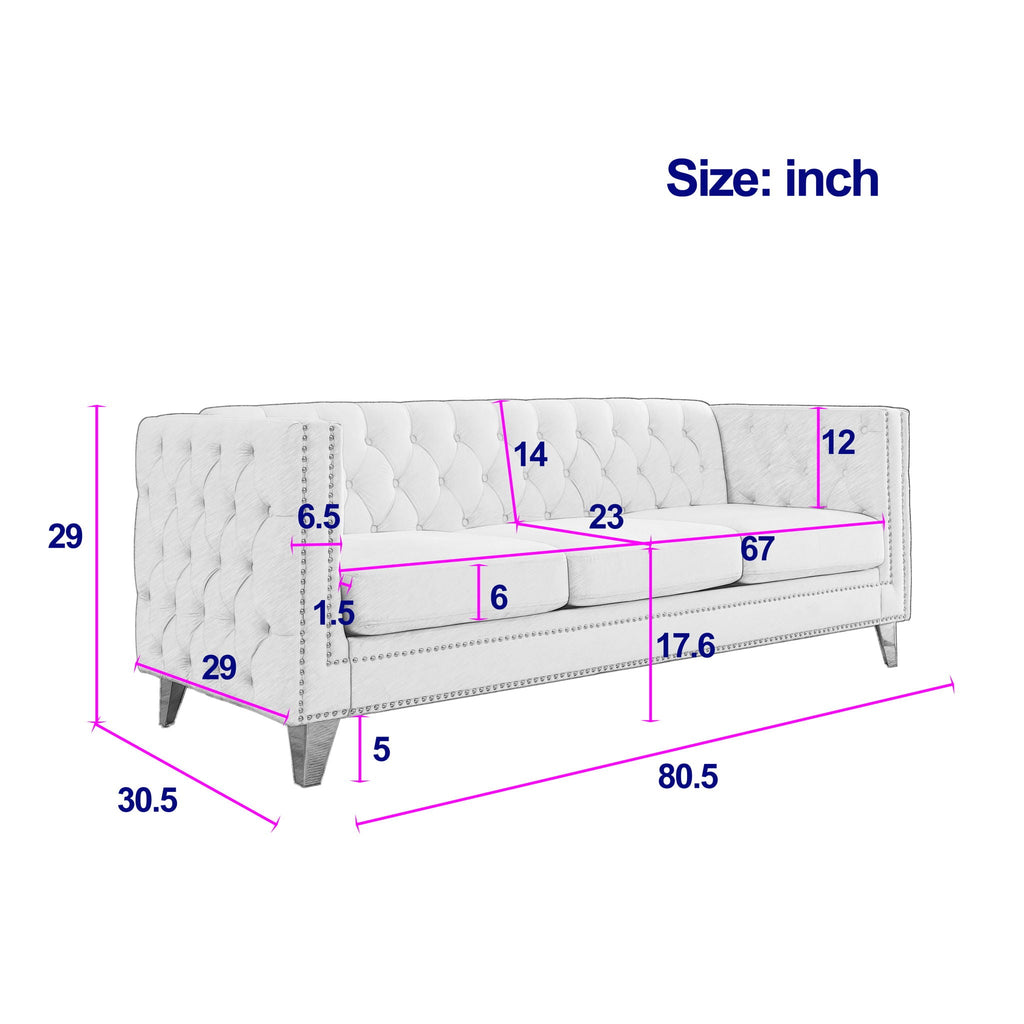 Upholstered Couch Sofa With Button Tufting