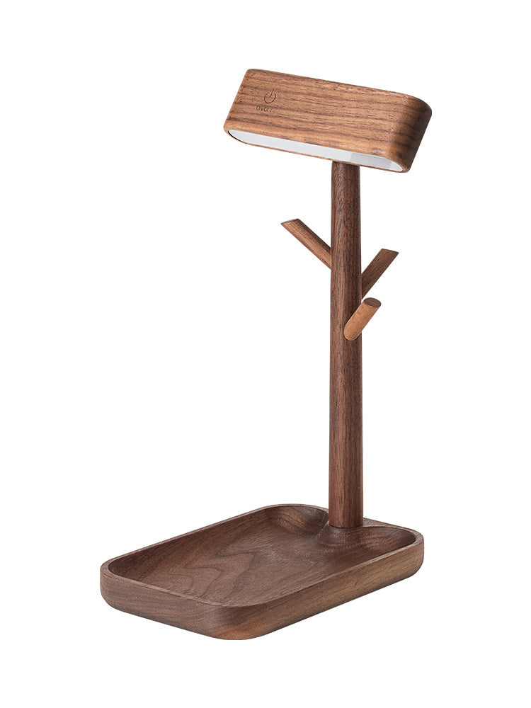 Black Walnut Solid Wood LED Table Lamp Key Holder