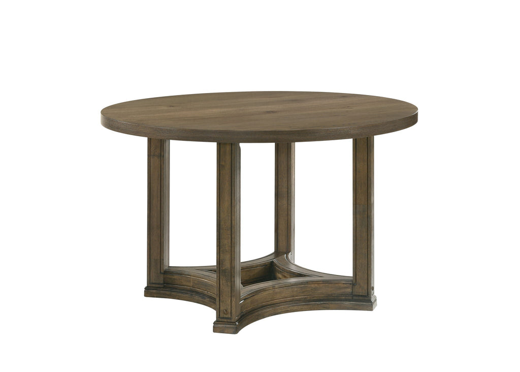 5 Pieces Round Dining Room Set - Light Brown / Oak