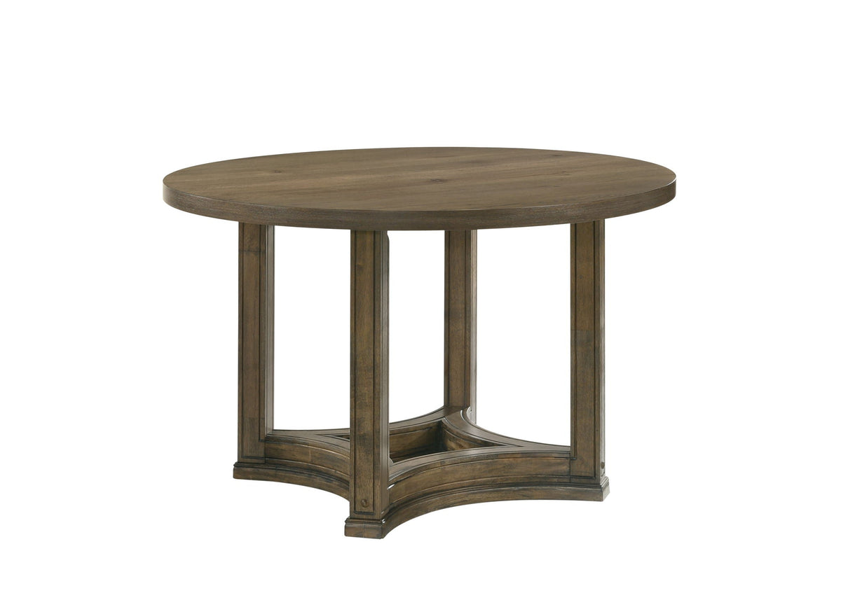 5 Pieces Round Dining Room Set - Light Brown / Oak