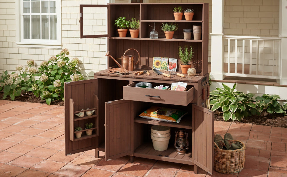 Potting Bench with Hutch