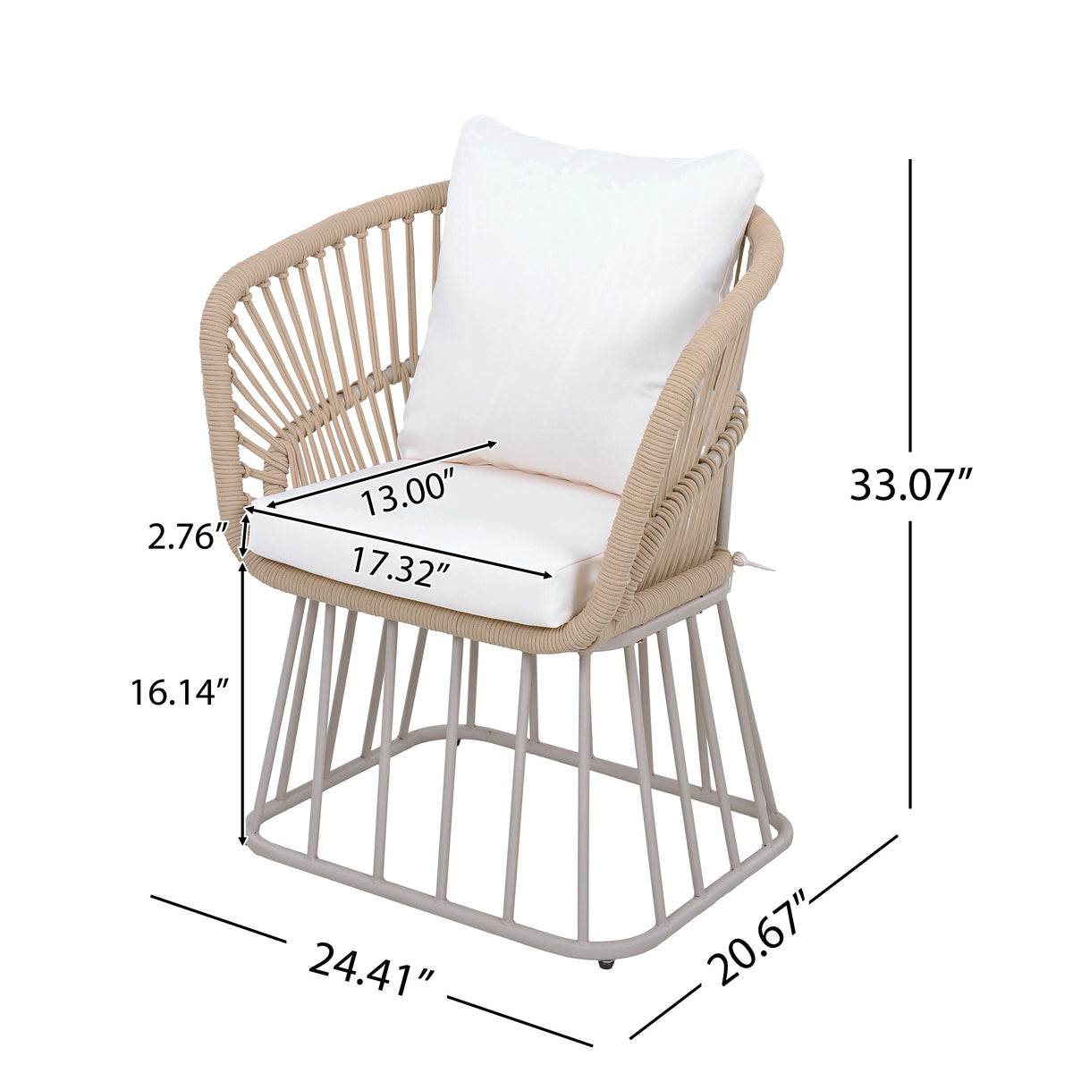 Outdoor 7-Piece Dining Set - Rectangular Teak Wood Table + 6 Wicker Chairs