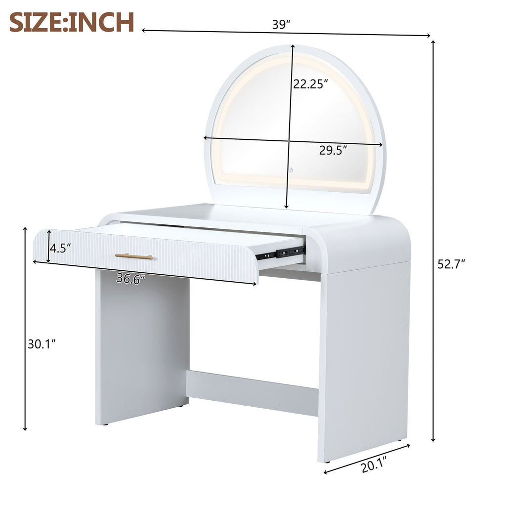 Makeup Vanity Table With Mirror Touch Screen Lighted Mirror