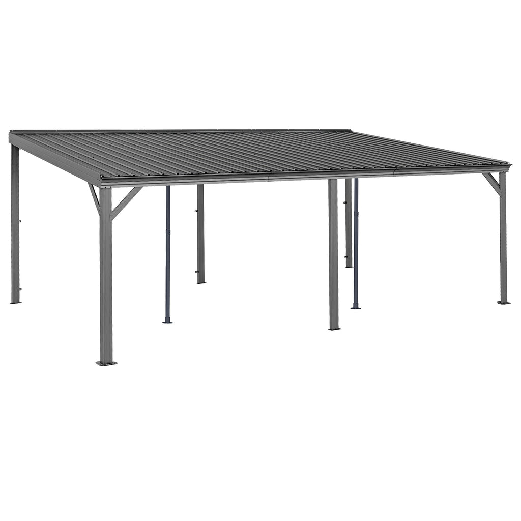 12x20FT Lean To Gazebo with Galvanized Steel Roof