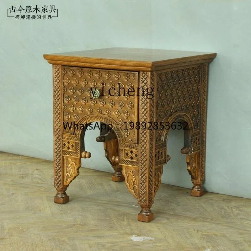 U18 Southeast Asian Solid Wood Bedside Table – Organic Natural Log Side Table