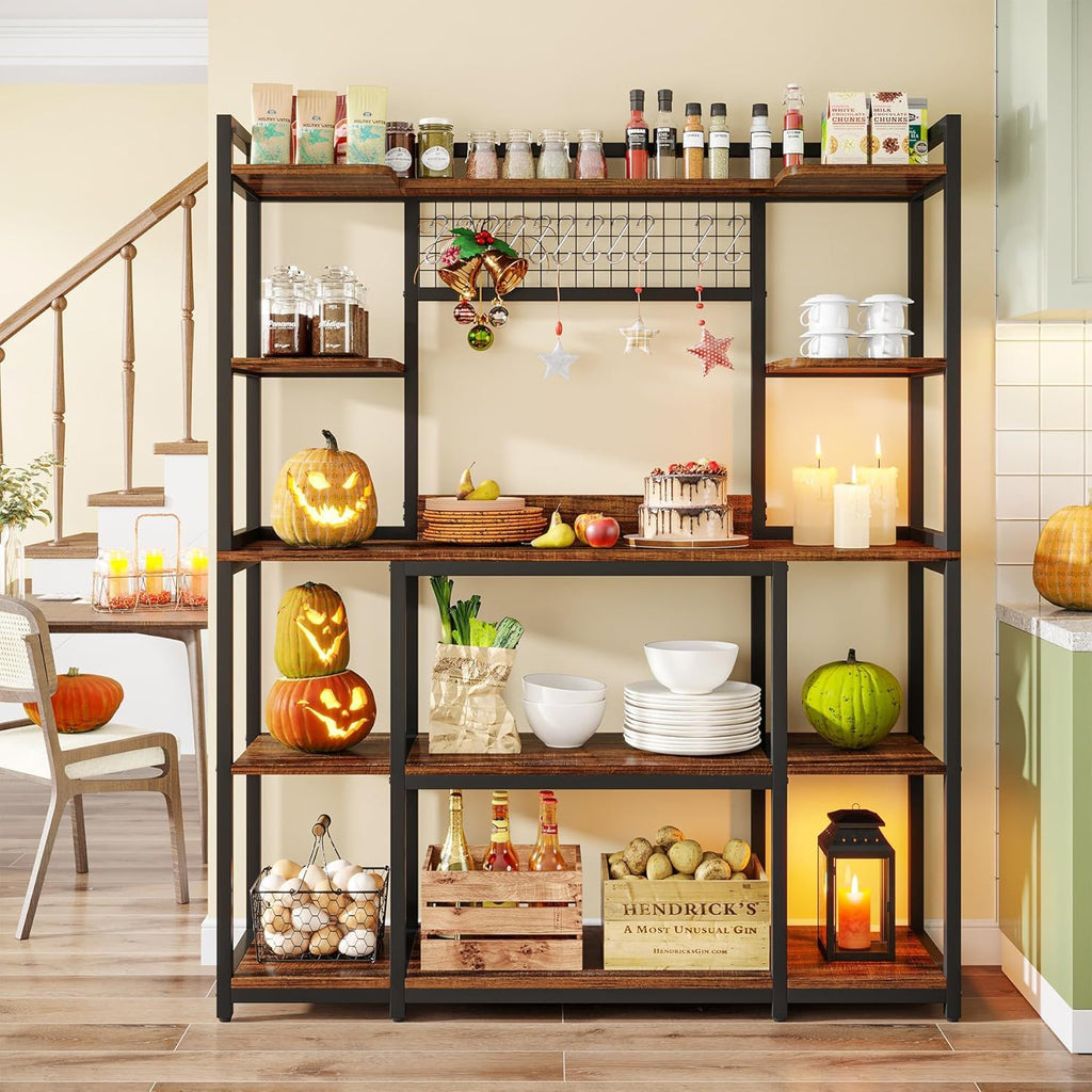 Baker's Rack With Hutch, 5 Tier Kitchen Storage Shelf