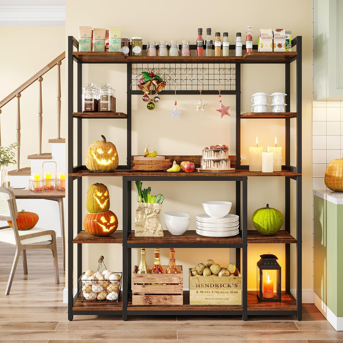 Baker's Rack With Hutch, 5 Tier Kitchen Storage Shelf