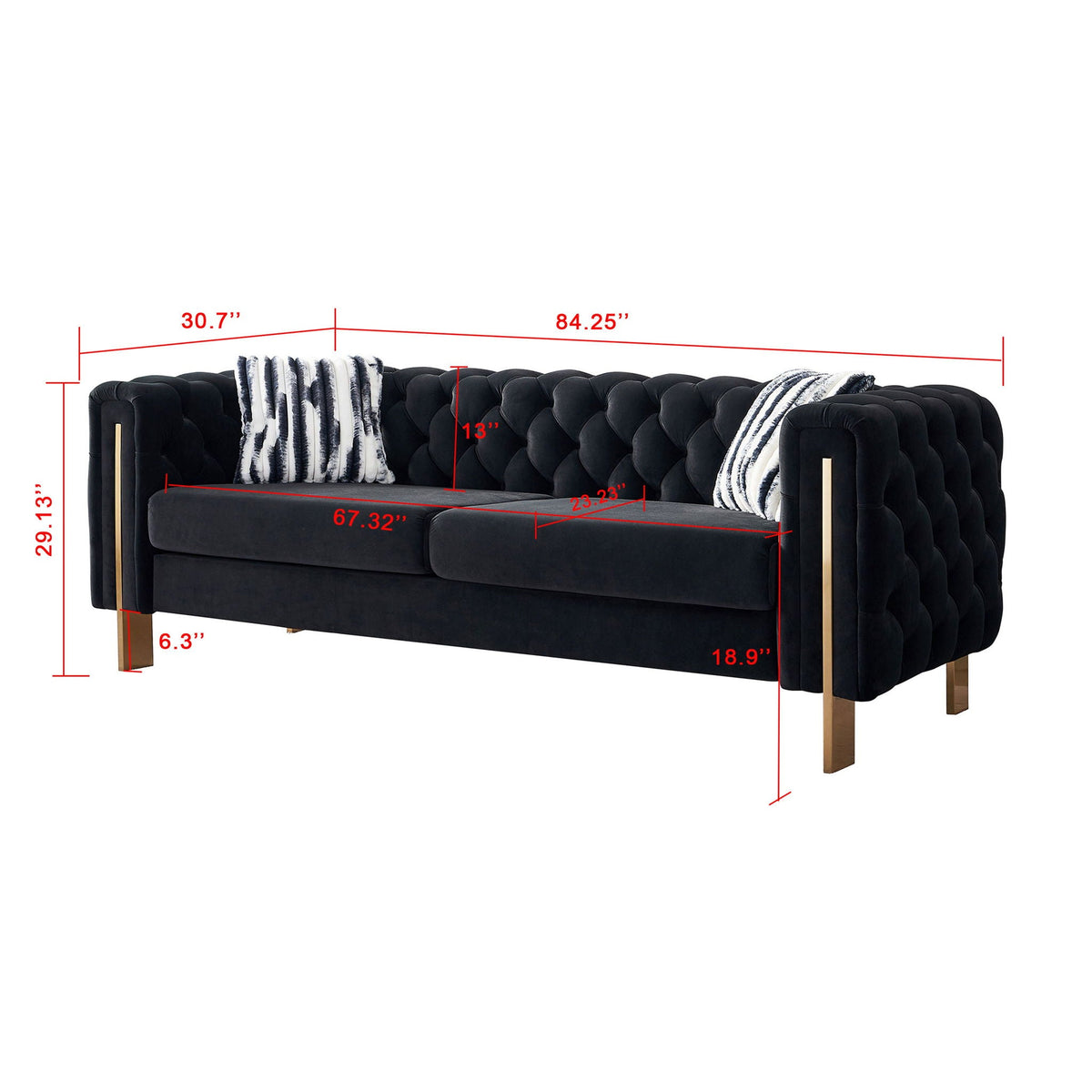 Chesterfield - Modern Tufted Sofa, 84.25''W Couch