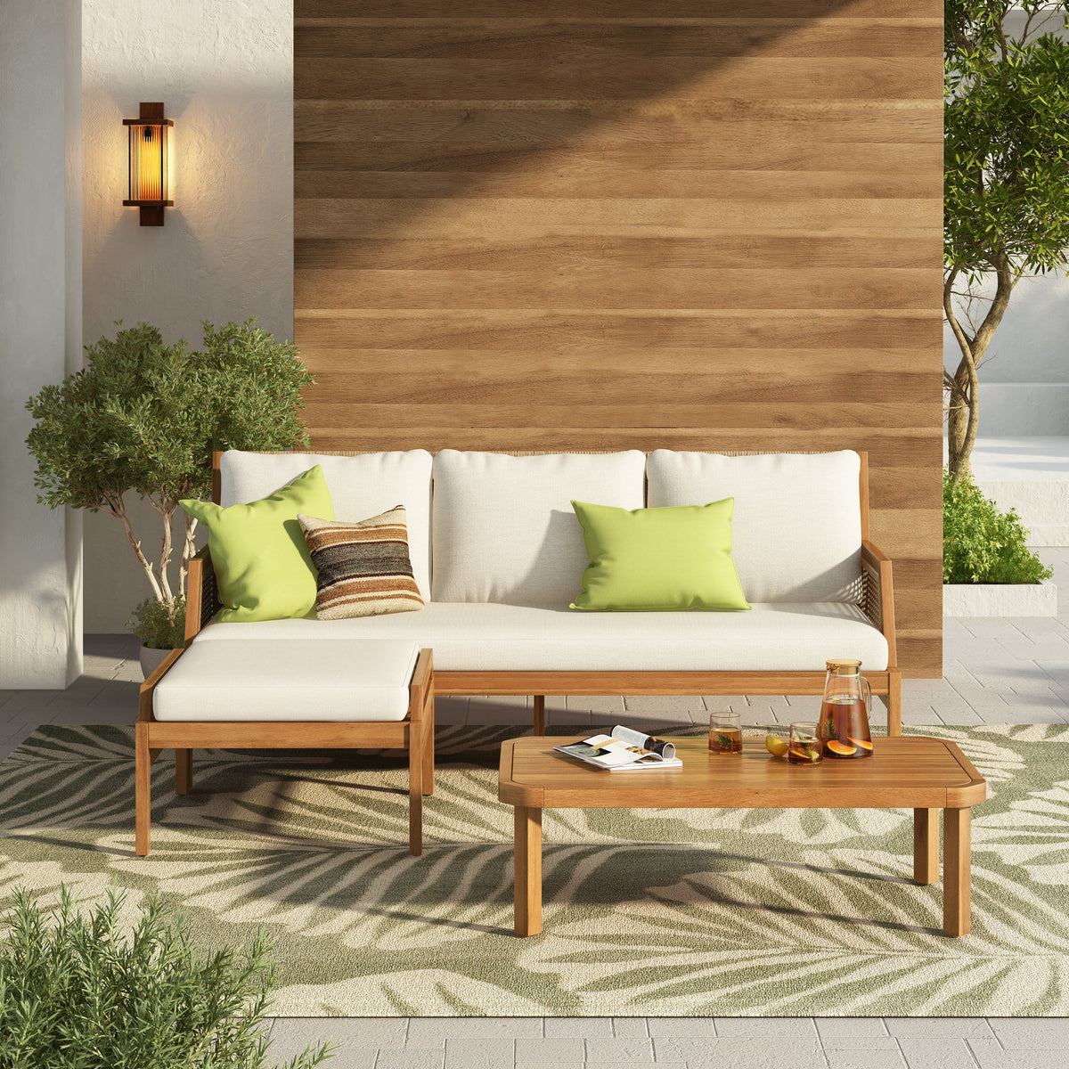 3 Piece Acacia Wood Patio Furniture Set