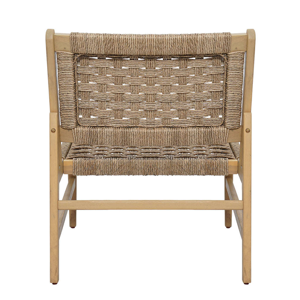Acacia Wood Patio Club Chair with Wicker - Light Brown or Light Grey