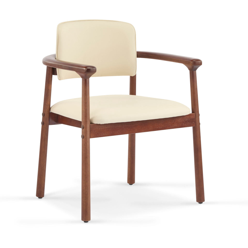 Dining Room Chairs, Set of 2 - Beige / Dark Walnut