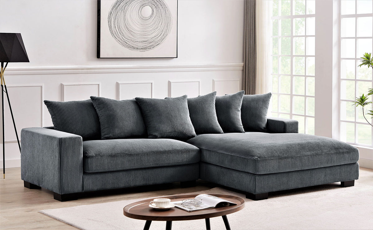 Oversized 2 Piece Sectional Couches, L Shaped Sofa With Chaise