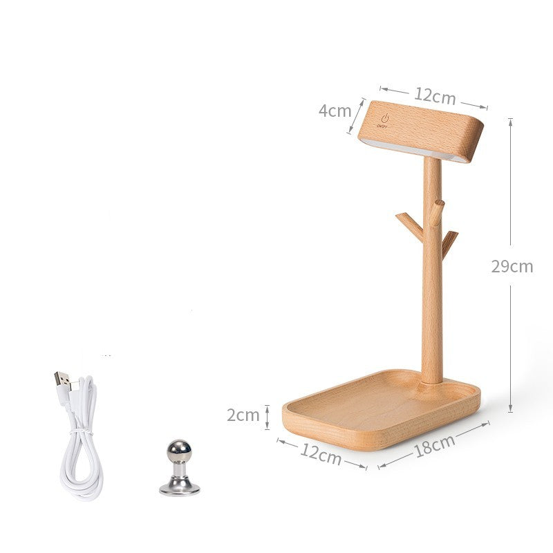 Black Walnut Solid Wood LED Table Lamp Key Holder