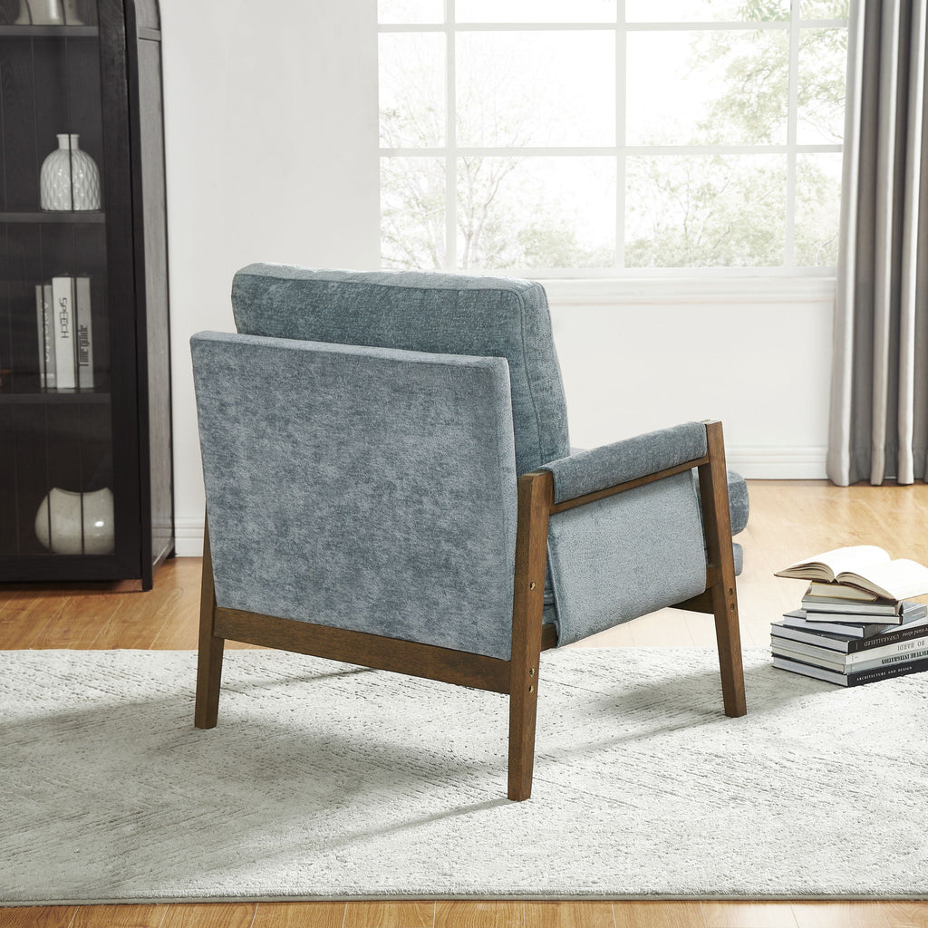 Mid-Century Modern Velvet Accent Armchair - Blue