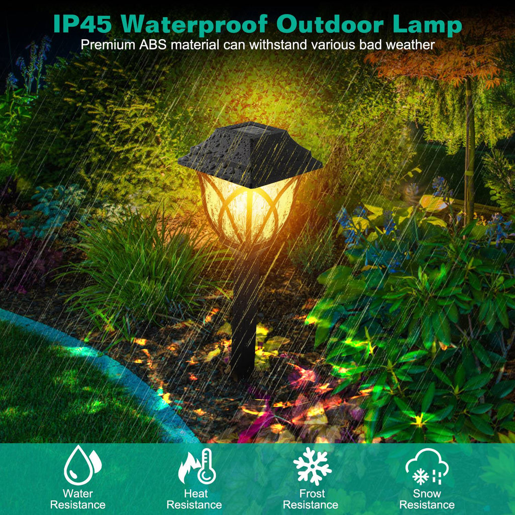 6Pack Solar Powered Stake Light Decorative Landscape Lamp IP45 Waterproof Auto On Off